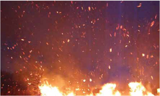 Photo B5.6 Showing hot sparks and embers that could lead to spot fires