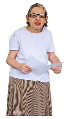 Elderly women standing with sheet of paper