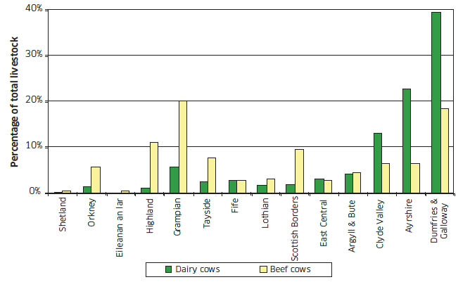 Chart C10: Distribution of cows by regional grouping, June 2010